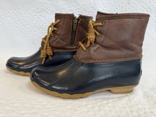 Sperry Top Sider Saltwater Youth Size 3Y Brown Leather Waterproof Duck Boots