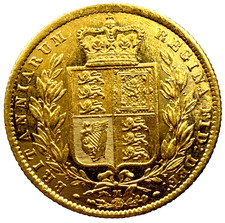 RARE 1872 Melbourne Victoria Shield Back Gold Sovereign Coin 1872M