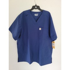 Carhartt Liberty Mens Scrub Top XL Navy Blue V-Neck Modern Fit C16113 NWT 18