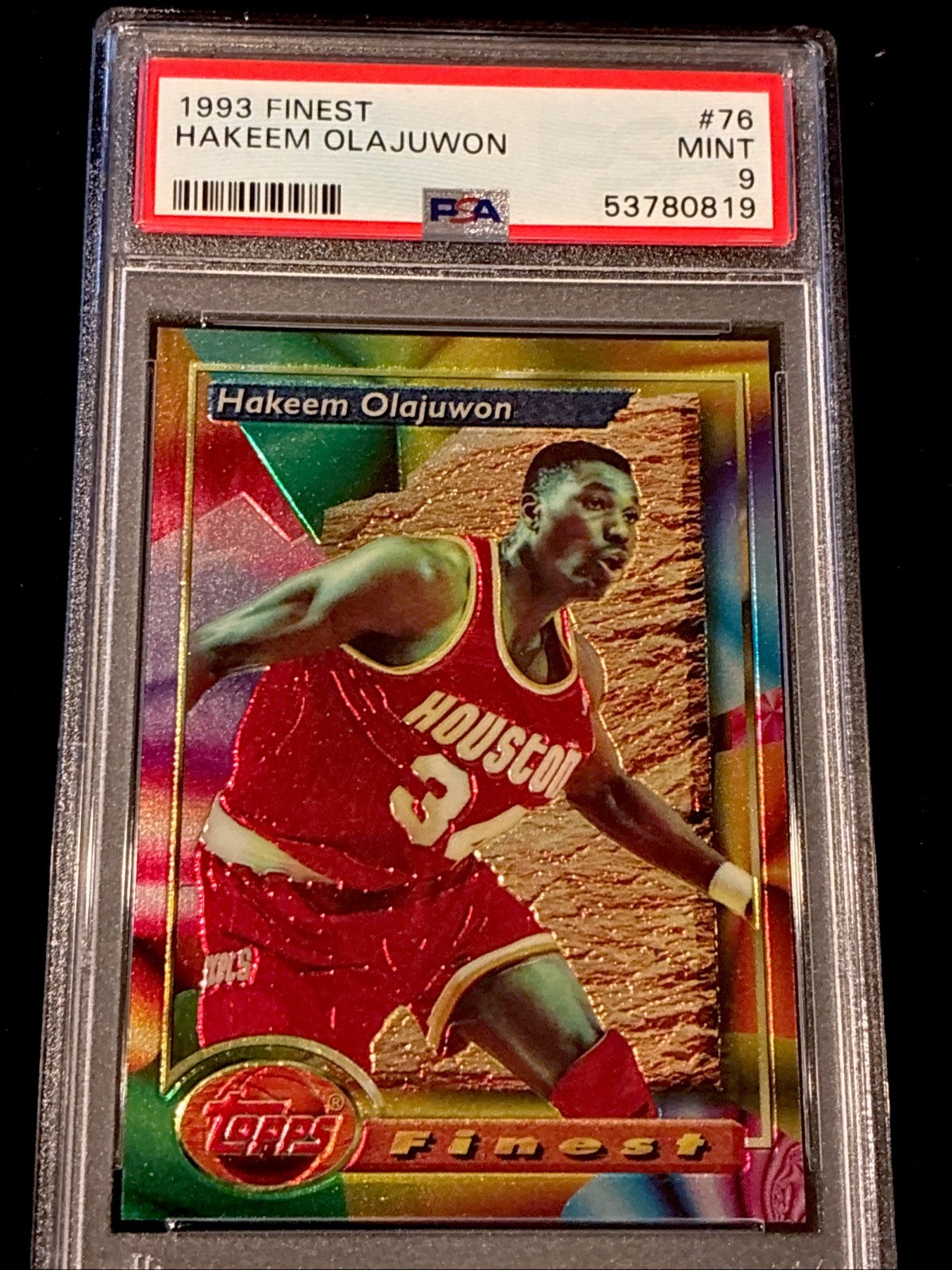 1993 FINEST HAKEEM OLAJUWON #76 HOUSTON ROCKETS HOF PSA 9 MINT