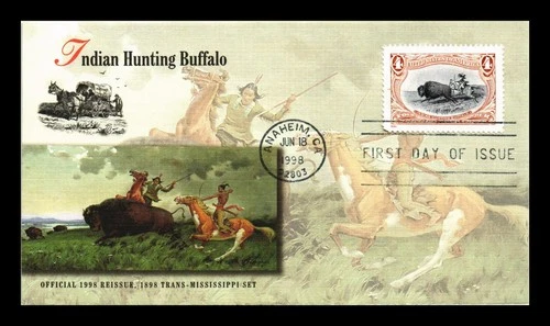 US COVER INDIAN HUNTING BUFFALO TRANS-MISSISSIPPI FDC ALL OVER FLEETWOOD
