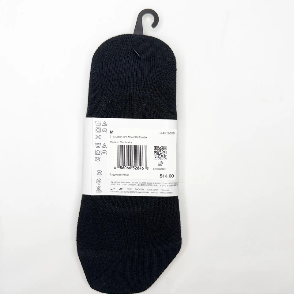 Nike Everyday Ligero DRI-FIT Negro Footie Calcetines Paquete de 3 Jóvenes Mujeres Talla M Foto 3 de 4