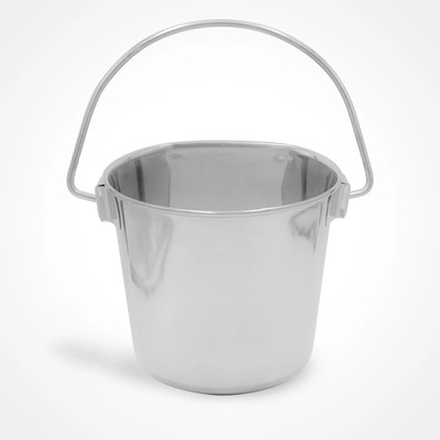 Heavy Duty Stainless Steel Flat Sided Pail for Dog, Cat and Critter Crates & ...
