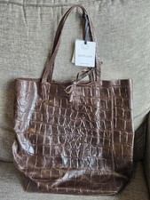 MARLON Borsa Tote Bag Vera Pelle Marrone Nuova con etichette, ITALIA