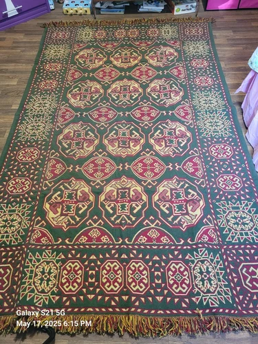 Vintage 70s Italian Heavy Woven  Throw Rug / Couch Cover Reversible 56" X 94"