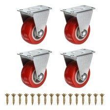1.5 Inch Fixed Caster Wheels, PVC No Bearing Casters Wheels - 4pcs (Red)