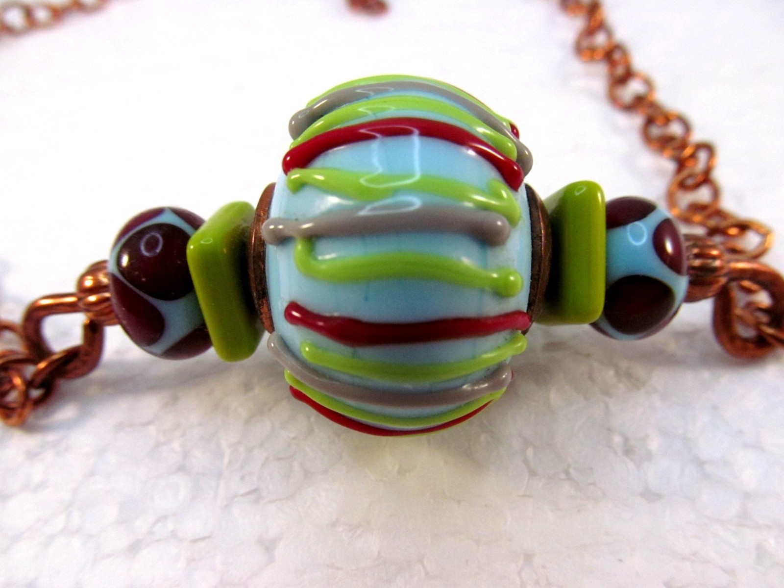 Handcrafted Large Lampwork Glass Statement Neckla… - image 7
