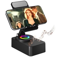 Cell Phone Stand with Wireless Bluetooth Speaker, LED, Anti-Slip Base HD
