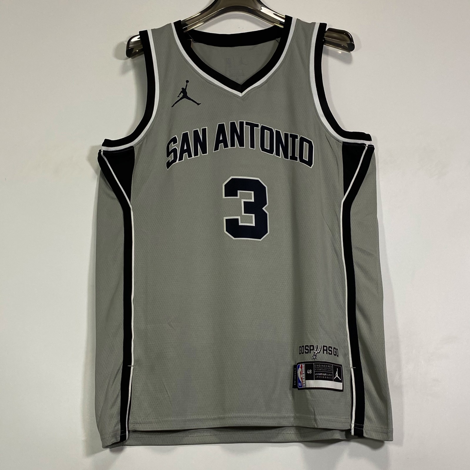 Keldon Johnson #3 Ironed Fan Commemorative Jersey,Size: S-XXL, Gray