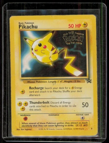 Pikachu 4 Black Star Movie Promo Stamped Non Holo WOTC TCG 1999 Pokémon Card