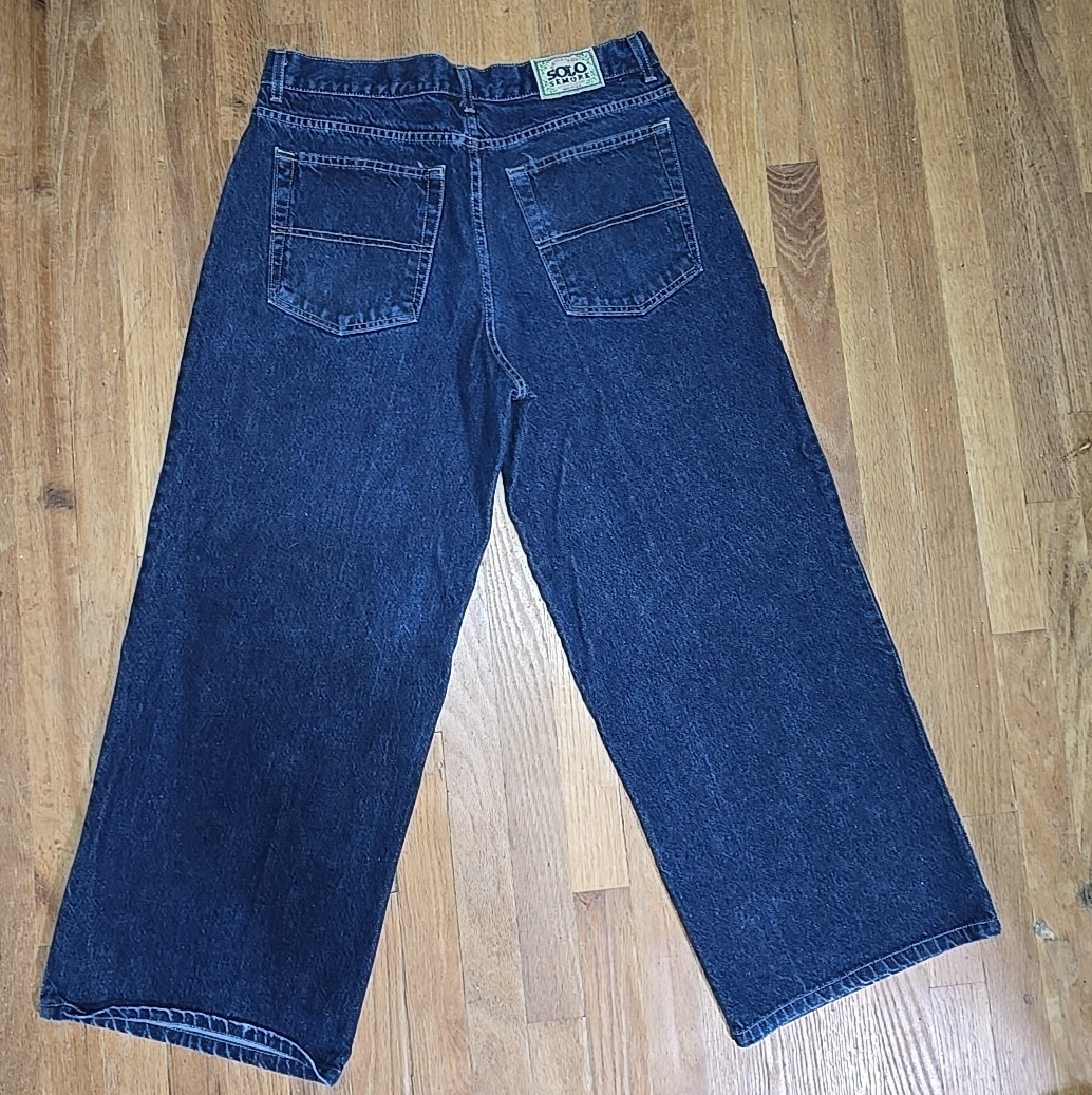 Solo Semore Buggy Denim ワイド デニム USA製 w38 Vintage Solo Semore Baggy Wide Leg Jeans Navy Blue Size 36 Skate