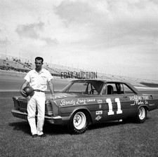 Ford NASCAR racer Ned Jarrett at Darlington raceway racing press photograph
