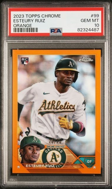 ESTEURY RUIZ 2023 Topps Chrome #99 ORANGE REFRACTOR /25 Rookie RC PSA 10