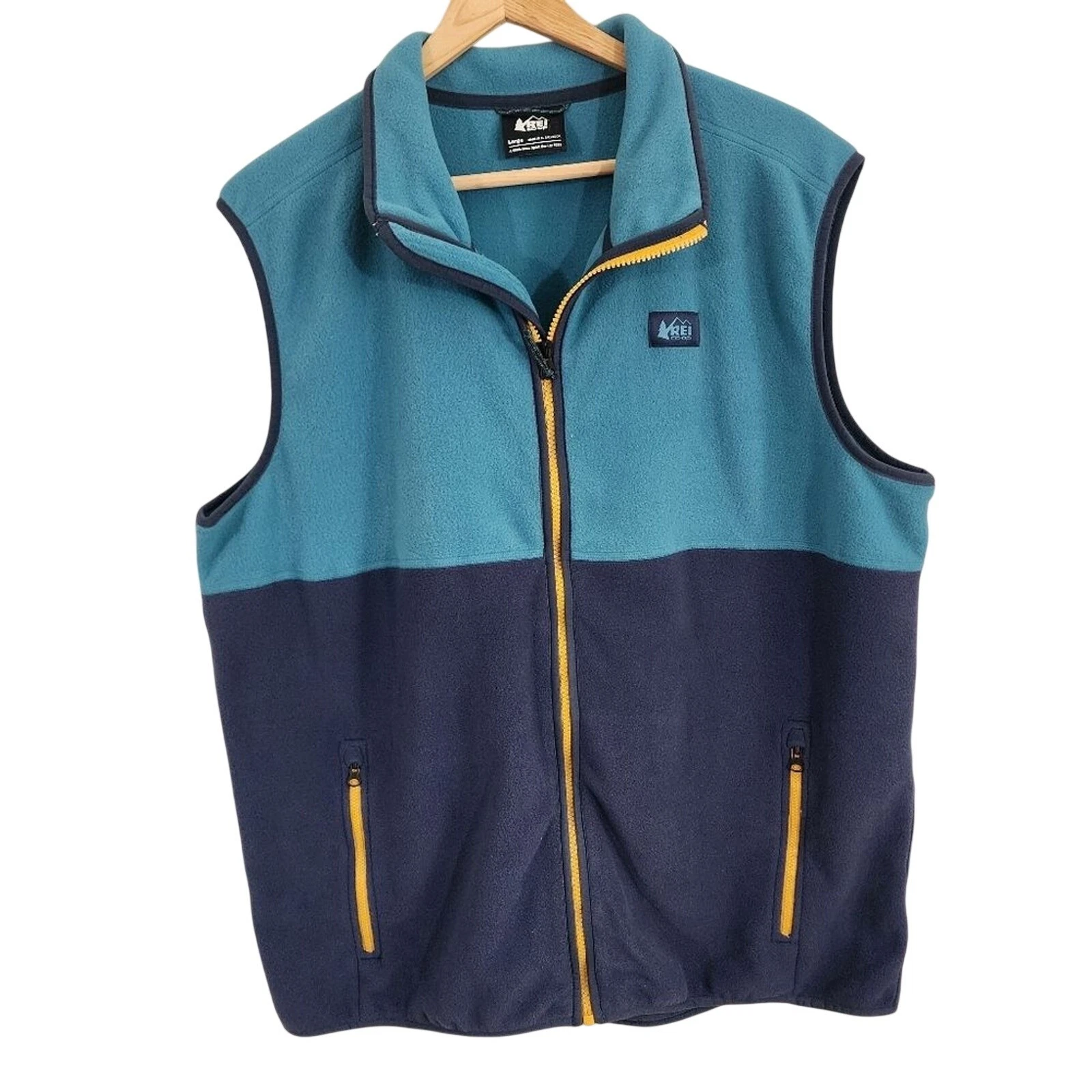 REI Co-op Fleece Vest Large Blue Teal Colorblock Full Zip Pockets Outdoor Hiking
Opens in a new wind