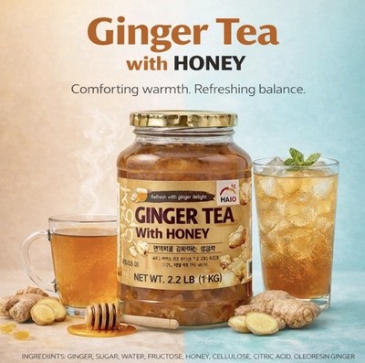 HAIO Ginger Tea With Honey - Ideal For Cold/Flu  Product Of Korea 2.2 lb (1 kg)