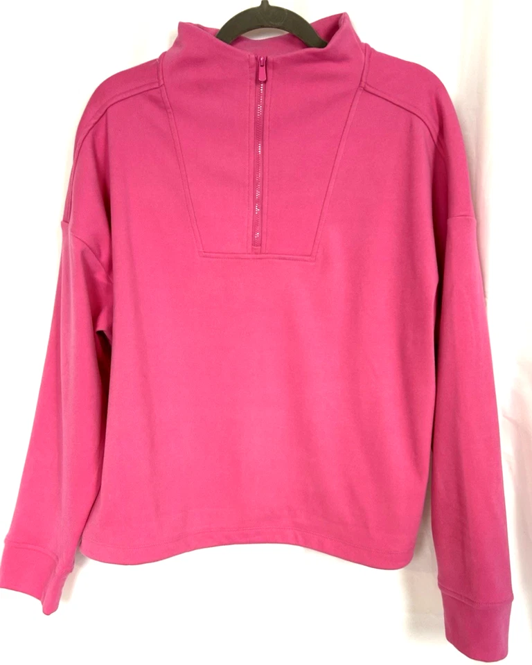 Jones New York Women's Sport 1/4 Zip Fleece Pullover Size Large Pink Active Wear - Image 2 of 4