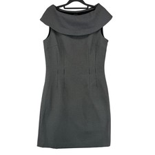 Tahari Essentials Womens 6P Black White Portrait Collar Sheath Dress Sleeveless