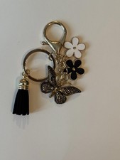 Elegant Butterfly and Flower Keychain with Tassel
