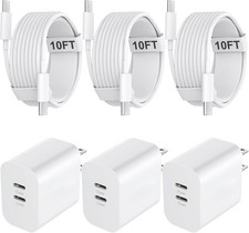 20W USB-C Fast Charger Block for iPhone 17/16/15 Pro Max 10FT