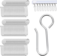 S-Shaped Small Metal Curtain Hooks - 60 Pcs Drapery Hooks for Ceiling Track
