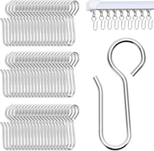 S-Shaped Small Metal Curtain Hooks - 60 Pcs Drapery Hooks for Ceiling Track