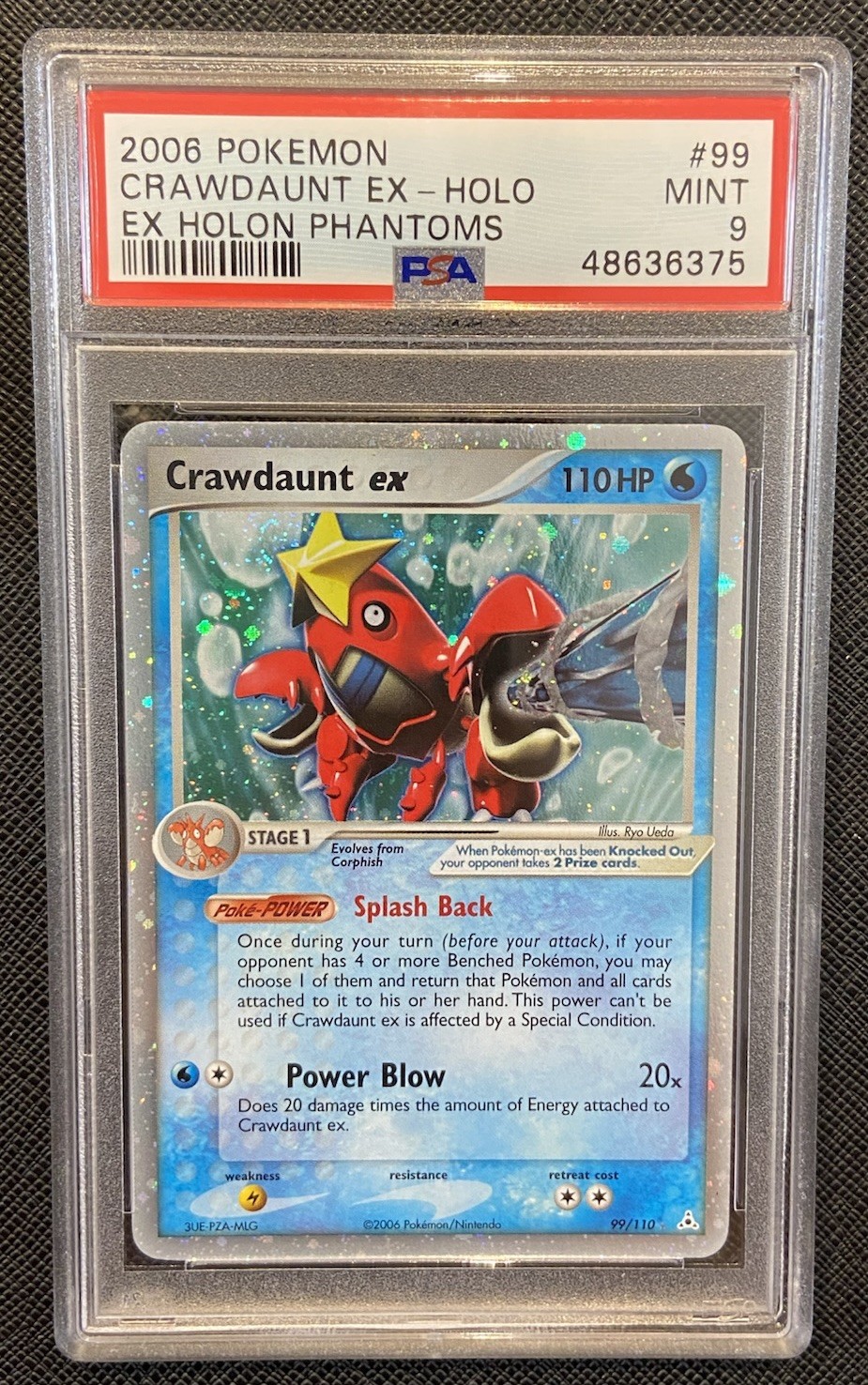 PSA 9 Crawdaunt EX Holo #99 EX Holon Phantoms Pokemon 2006 Low Pop Swirl 🌀