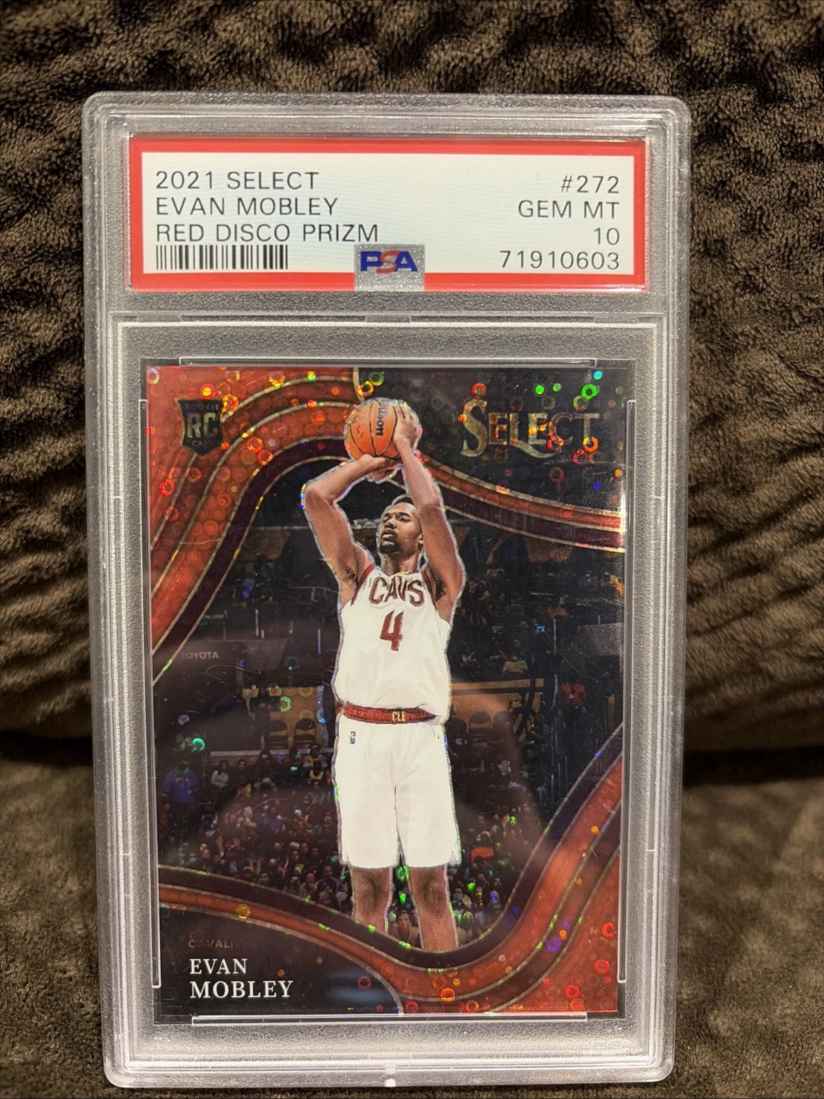 2021 Select Courtside Evan Mobley #272 Red Disco Prizm /49 (RC) PSA 10 (pop 11)