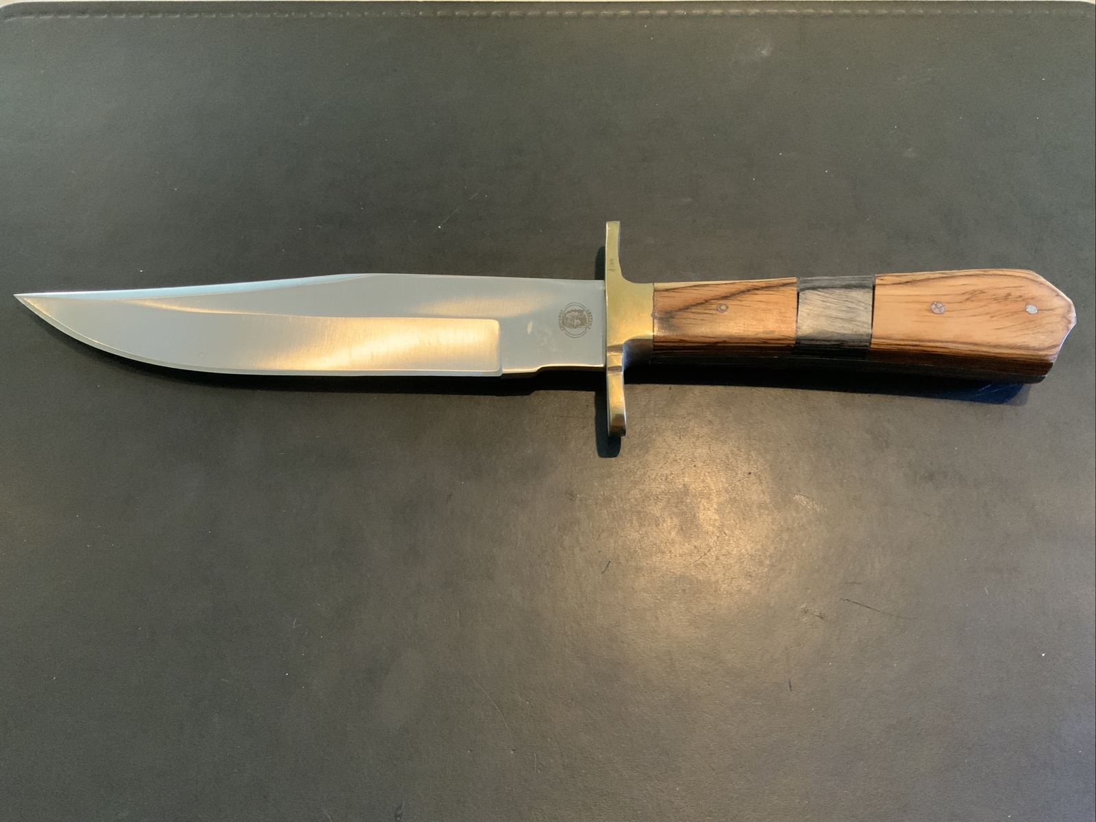 Chipaway Cutlery Fixed 7” Blade Knife Brass Wood Inlay Very Clean