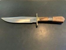 Chipaway Cutlery Fixed 7” Blade Knife Brass Wood Inlay Very Clean