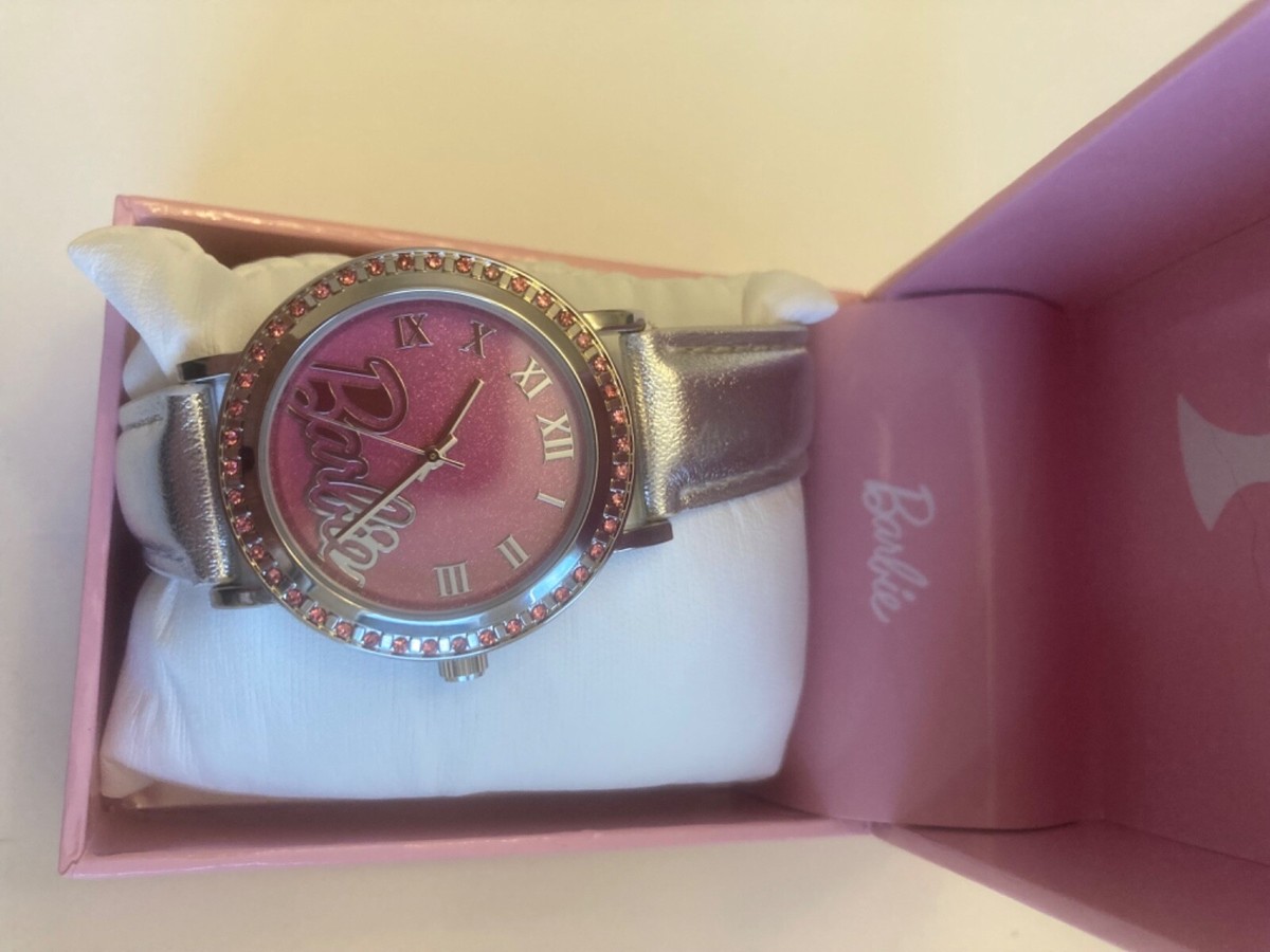 Barbie Logo Watch with Quartz  Movement w/Silicone Silver Band w/ Rhinestone NIB Barbie Logo Watch with Quartz Movement w/Silicone Silver  main image 4