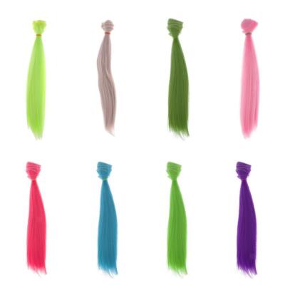 Puppenperücke bunt glatt langes Haar Accessoire
