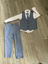 Next Smart Age 4 fit 3-4 Kids Childrens outfit Waistcoat Tie Shirt Trousers Blue