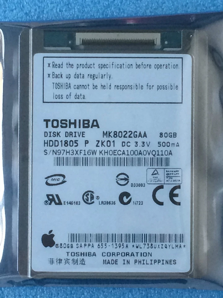 NEW1.8" MK8022GAA HDD1805 5MM ZIF Hard Disk Drive 80gb For iPod Classic 6TH gen* - Image 2 of 3
