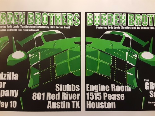 Burden Brothers T Lewis & Taz Bentley toadies n rev horton heat TX poster 2002 - Picture 9 of 12