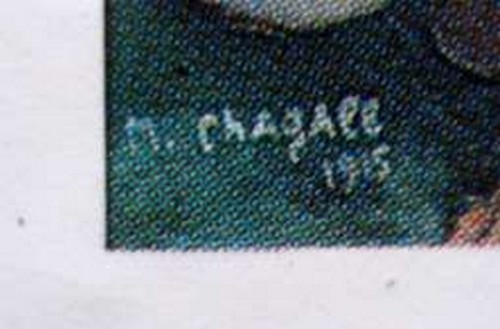 Marc Chagall Serigraphy On Cardboard Decade Of 70 Size 4 3/4" x 6 1/2"