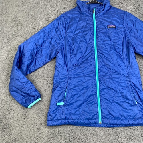 Patagonia Girls Nano Puff Jacket Full Zip Primaloft Puffer Size XL 14 68005 Blue - Picture 2 of 14