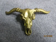 Vintage Baron1981 Longhorn Brass Belt Buckle 6252