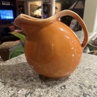 Rare Hull 🍊 Oven Proof USA Ball Pitcher Orange Drip Glaze w/ Ice Lip ~8.0" H
