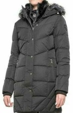 Pajar Canada Provence Puffer Down Parka With Faux Fur Trim Size M Bk/silver New