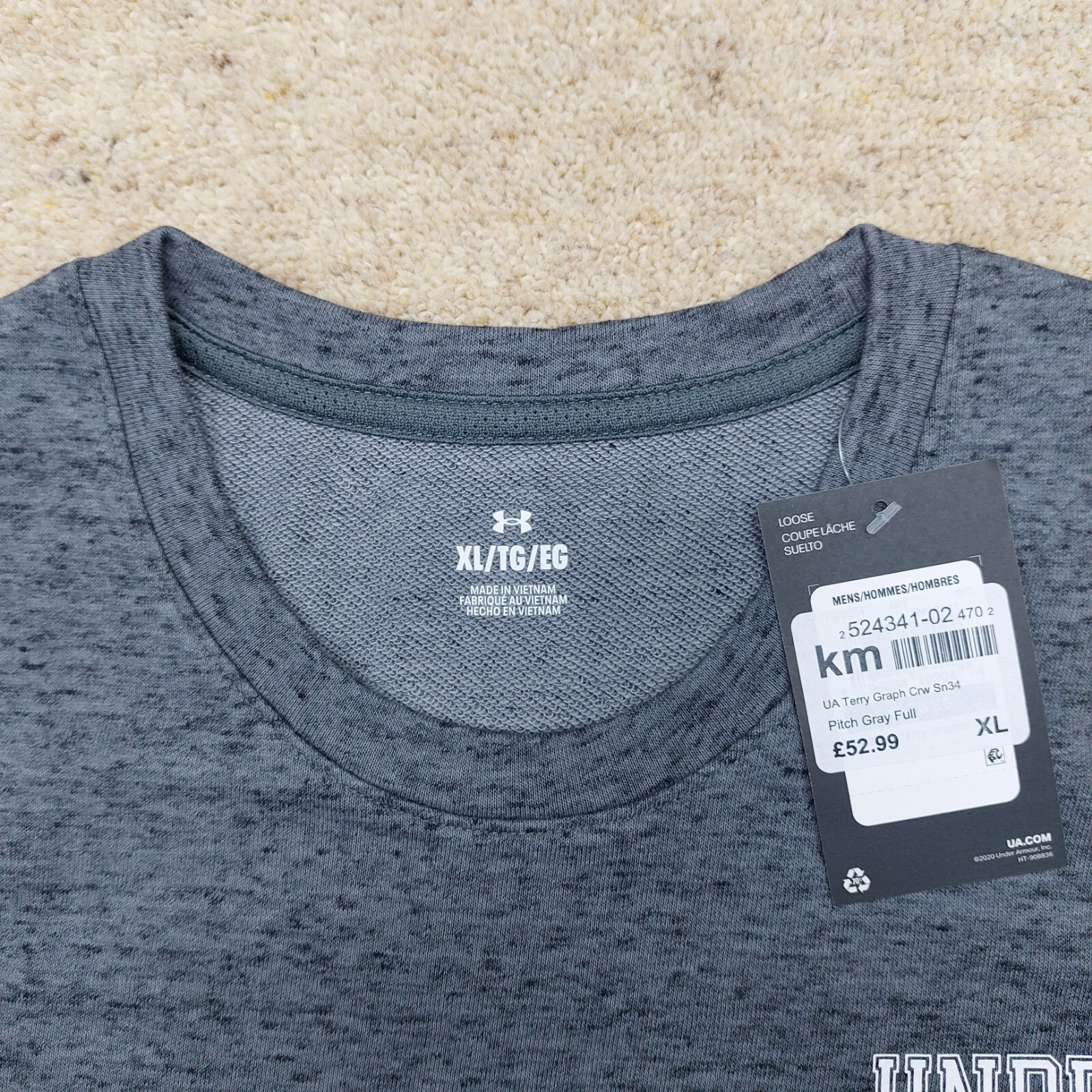 Under Armour Mens Sweatshirt XL Grey French Terry Rival Big Logo Crew Neck thumbnail 10