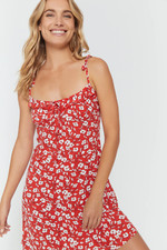 Spiritual Gangster All Day Challis Cami Dress Red Verona Floral Print Large (L)