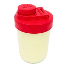 Brewing America Creamer Jar with Pouring Lid, 1 Pint (16 oz) with Blue Wide M...