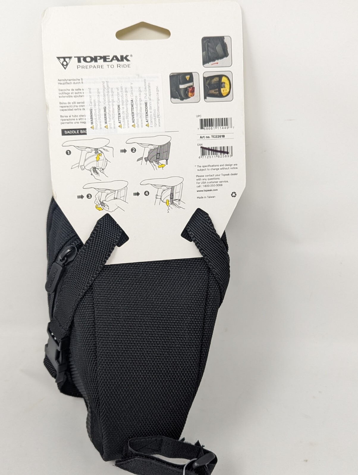 NWT Topeak Medium Aero Wedge TC2261B Bike Seat Bag Saddle Pack QR Straps Black