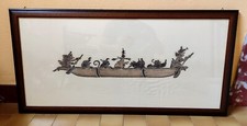 ANTICO QUADRO CANOA MAYA CORNICE LEGNO VINTAGE Retrò Leggere Descrizione 