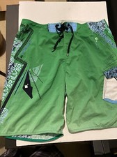 quiksilver swim trunks Green  Blue Sz 38 10in Inseam