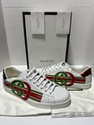 New GUCCI UK 9 Men US 9.5 White Red Green GG Logo Low Top Lace Up Sneakers Shoes — photo 1