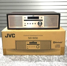 JVC NX-W30 Compact Stereo System Bluetooth Walnut Wood Cabinet CD FM USB