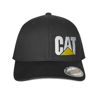 CAT Embroidered Flexfit Fitted Ball Black Caterpillar Diesel Heavy ...