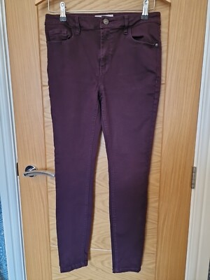 FAT FACE UK 10 Dark Plum Purple High Waist Skinny Jeans UK