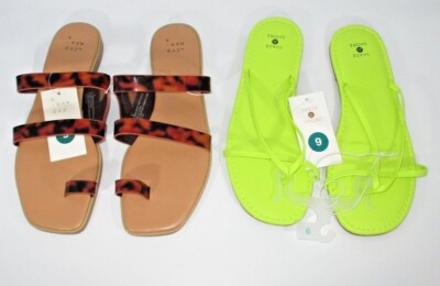 A New Day Marilyn Women's Slide Sandals Tortoise Print, Toe Loop Size 9